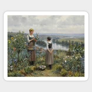 Picking Flowers by Daniel Ridgway Knight Sticker